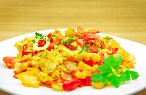 Vegetable omelet Stock Photos