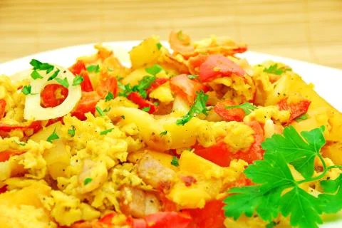 Vegetable omelet Stock Photos