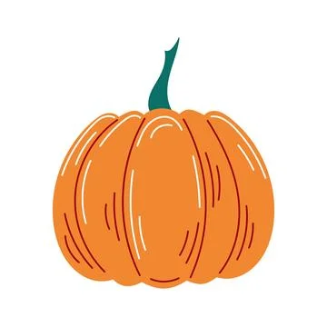 Vegetable orange pumpkin icon in flat style. Autumn harvest, Thanksgiving day Stock Illustration