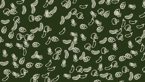 Vegetable Pattern Animation with Hand Drawn Produce Icons for Healthy Food .. Stock Footage 336958941