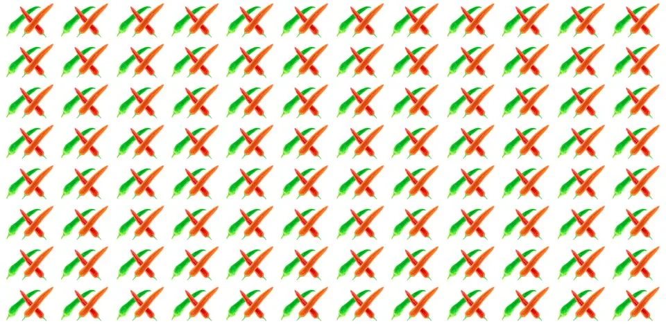 Vegetable pattern bright fresh chilli pepper. Red green pod on white isolated Stock Photos