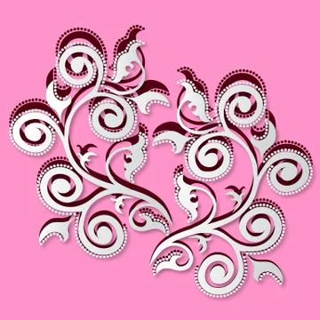 Vegetable pattern with the effect of paper cut. Openwork carving from paper.  Stock Illustration