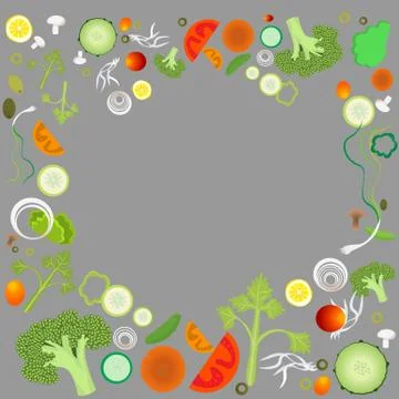 Vegetable pattern frame for web and print Stock Illustration