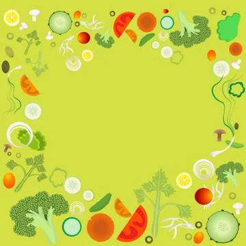 Vegetable pattern frame for web and print Stock Illustration