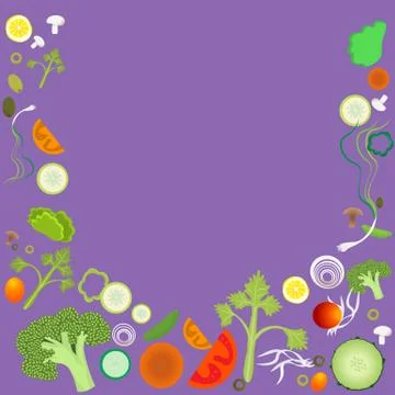 Vegetable pattern frame for web and print Stock Illustration
