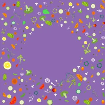 Vegetable pattern frame for web and print Stock Illustration