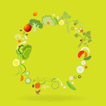 Vegetable pattern frame for web and print Stock Illustration