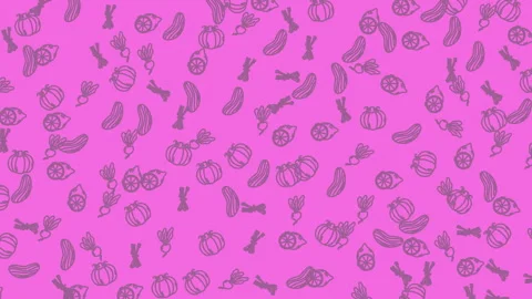Vegetable Pattern with Playful Hand Drawn Vegetable Icons for Packaging Bac.. Stock Footage 336936809