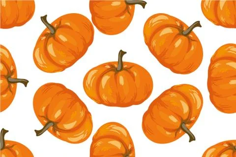 Vegetable pattern. Pumpkin seamless background. Stock Illustration