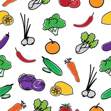 Vegetable Pattern Seamless  background. Stock Illustration