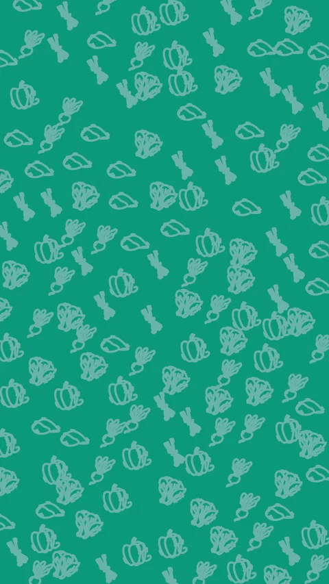 Vegetable pattern seamless background teal green with white line drawings Vídeo Stock 330464735