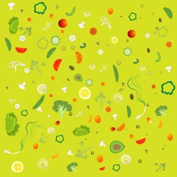 Vegetable pattern with vegetarian healthy food, for web and print decoration, Stock Illustration