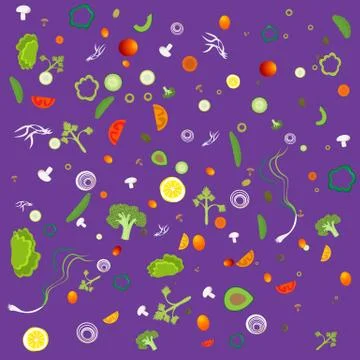 Vegetable pattern with vegetarian healthy food, for web and print decoration, Stock Illustration