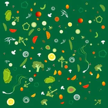 Vegetable pattern with vegetarian healthy food, for web and print decoration, Stock Illustration