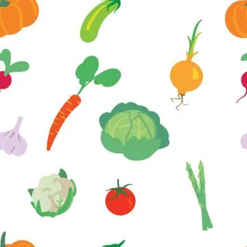 Vegetable pattern on a white background Stock Illustration