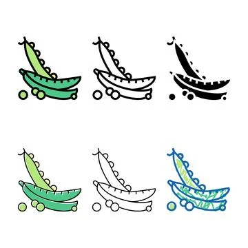 Vegetable peas color icon vector variations Stock Illustration