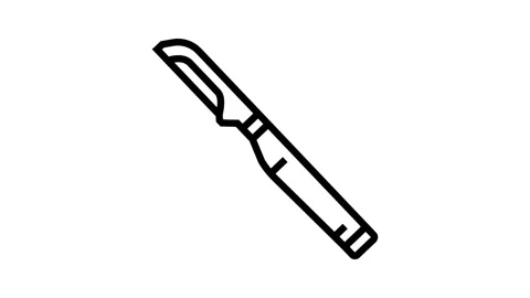 Vegetable peeler kitchen cookware line icon animation Stock Footage 326135903
