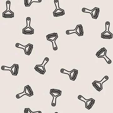 Vegetable peeler kitchen cookware line vector seamless pattern Stock Illustration