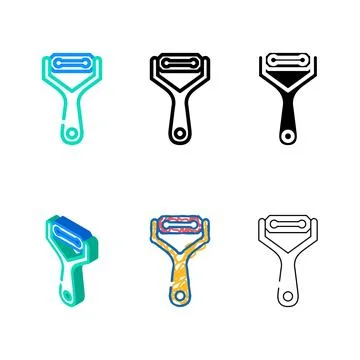 Vegetable peeler kitchen cookware multistyle color icon vector Stock Illustration