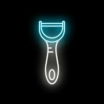 Vegetable peeler kitchen tool glowing neon icon Stock Illustration