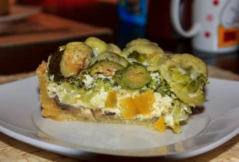 Vegetable pie with brussels sprouts Stock Photos
