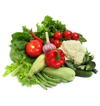 Vegetable pile on white Stock Photos