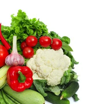 Vegetable pile on white Stock Photos