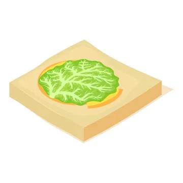 Vegetable pizza icon isometric vector. Paper box for pizza with vegetable icon Stock Illustration