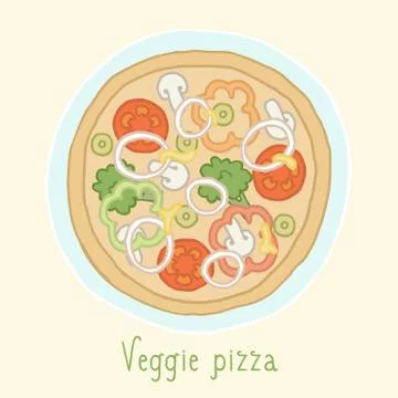 Vegetable pizza. Stock Illustration