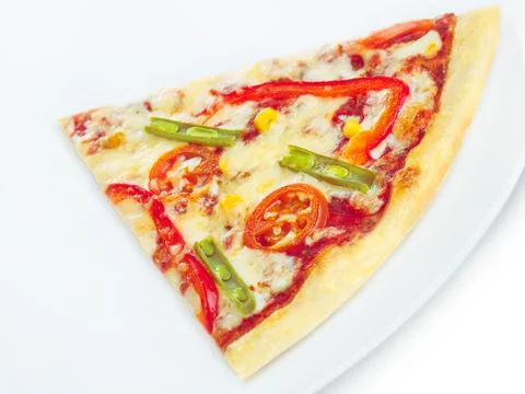 Vegetable pizza slice Stock Photos