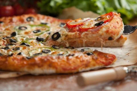 Vegetable pizza on the table Stock Photos