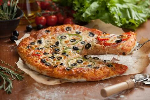 Vegetable pizza on the table Stock Photos