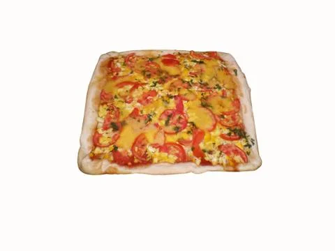 Vegetable pizza on the white background Stock Photos