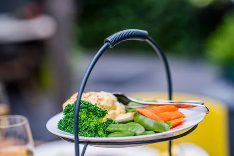 Vegetable on a plate at a restaurant Stock Photos