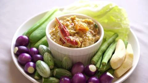 Vegetable platter with dip on a white plate Stock Photos