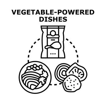 Vegetable powered delicious dishes preparing healthy meal concept イラスト素材