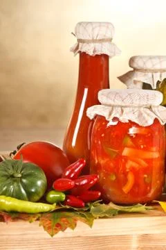 Vegetable preserves and vegetables Stock Photos