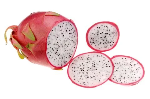 Vegetable, Prickle Pear and three slices of it on white background Stock Photos