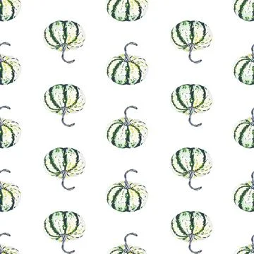 Vegetable - Pumpkin. Watercolor seamless pattern. Can be used for textile design Stock Illustration