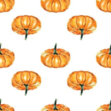 Vegetable - Pumpkin. Watercolor seamless pattern. Can be used for textile design Stock Illustration