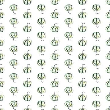 Vegetable - Pumpkin. Watercolor seamless pattern. Can be used for textile design Stock Illustration