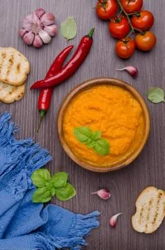 Vegetable puree in a dish Stock Photos