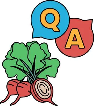 A vegetable with a question mark and an A above it Stock Illustration