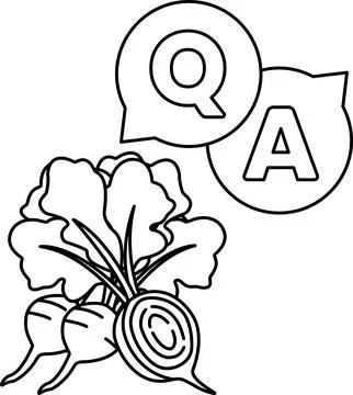 A vegetable with a question mark and an A above it Stock Illustration