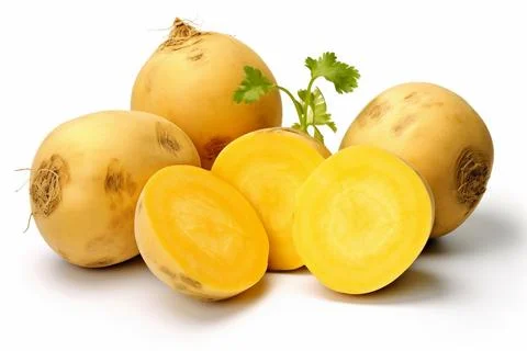 Vegetable, raw potatoes on white background, isolated. Stock Photos