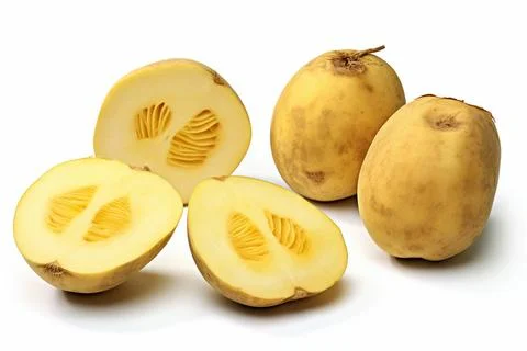 Vegetable, raw potatoes on white background, isolated. Stock Photos