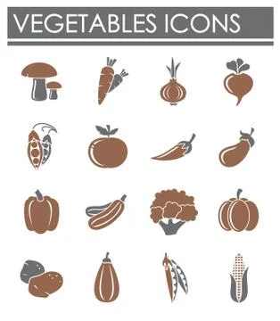 Vegetable related icons set on background for graphic and web design. Creative Illustrazione stock