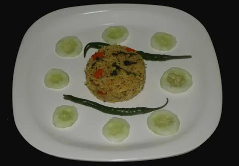 Vegetable rice with black background Stock Photos