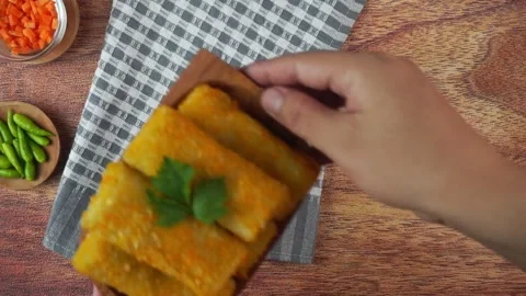 Vegetable Risoles, in Indonesia known as Risoles sayur Stock Footage 243439743