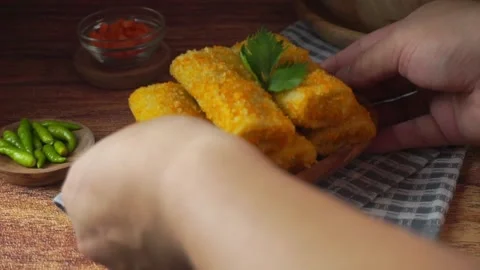 Vegetable Risoles, in Indonesia known as Risoles sayur Stock Footage 243439744